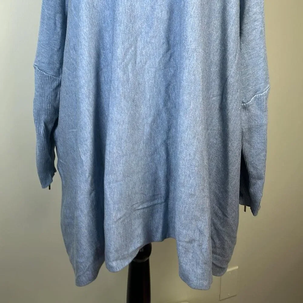 Joseph‎ A Women's Plus XXL Cowl Neck w/Accent Zippers Lt Blue Casual Lagenlook